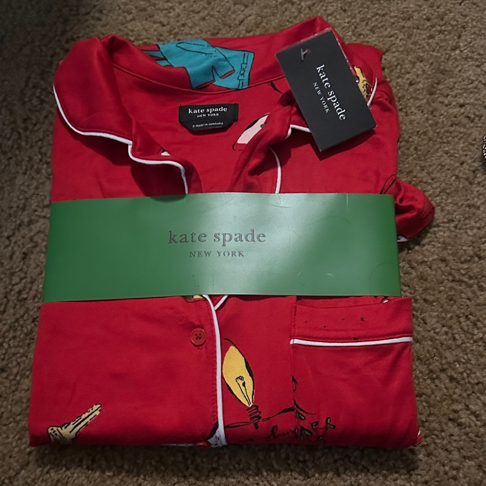 Kate Spade Red Pajama Set with White Accents